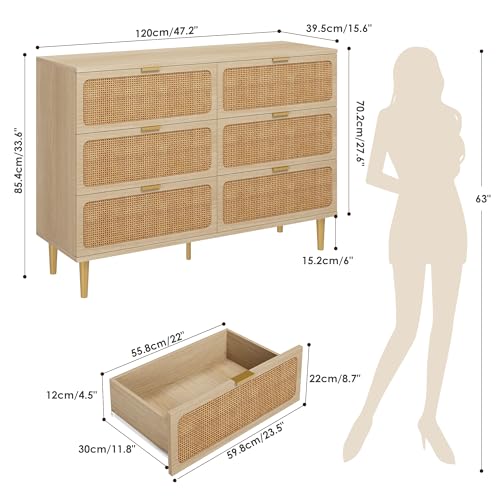 Rattan 5 Drawer Tall Dresser for Bedroom, Black V99880
