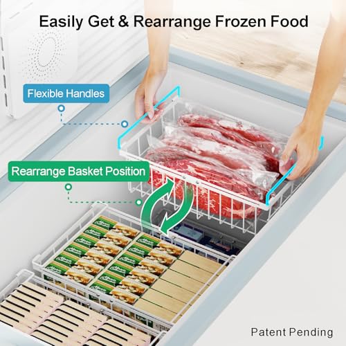 iSPECLE Freezer Organizer Bins 2 Pack, Expandable Stackable for Chest Freezer, Black R10570