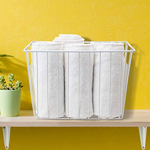 16" Upright Freezer Organizer Baskets, Wire Storage Bins, White, Set of 6 V556519