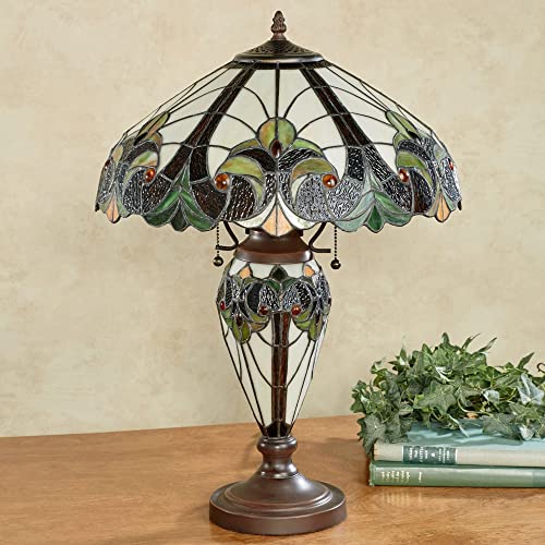 Touch of Class Clavillia Tiffany Style Stained Glass Table Lamp Hunter Green I335
