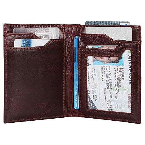 Pitaara Genuine Leather Slim Bifold Front Pocket Wallet with RFID Blocking W383743