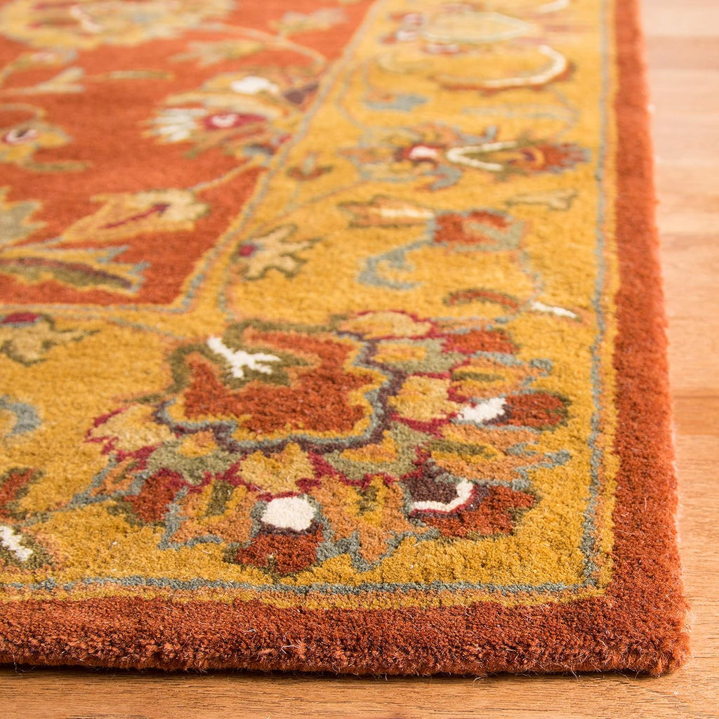 SAFAVIEH Heritage Collection 6' Square Red/Natural Handmade Wool Area Rug N7964