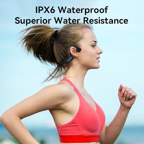Bone Conduction Headphones Wireless Bluetooth 5.4 Open Ear Sports Headset with Mic, IPX6 Waterproof (Green) R3266