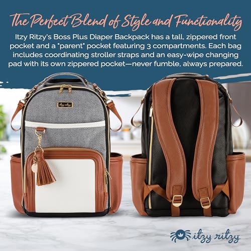 Itzy Ritzy Diaper Bag Backpack – Large Capacity with 19 Pockets, Changing Pad, Black G8051