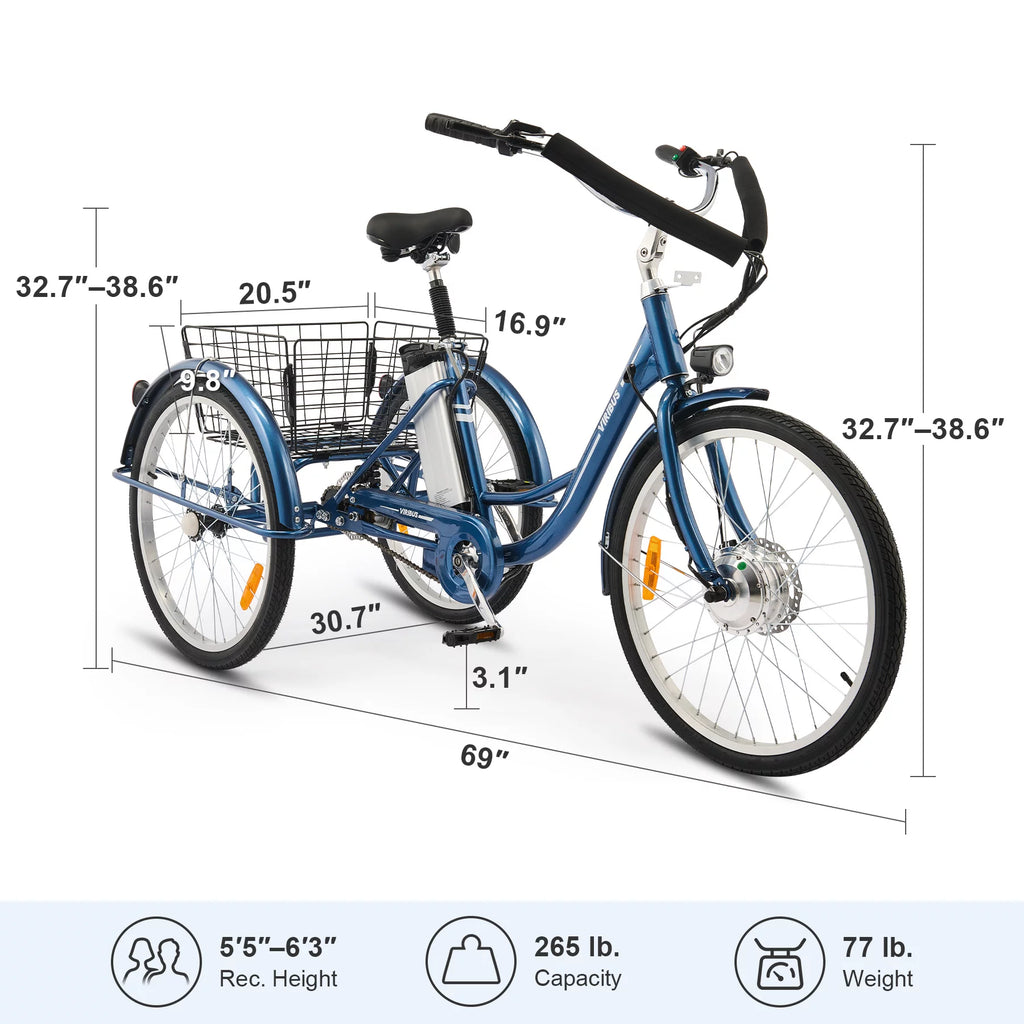 VIRIBUS 24 Inch Adult Electric Tricycle 350W Navy G26429
