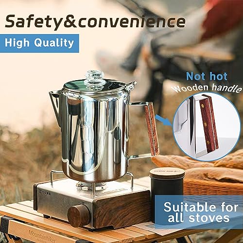 Stainless Steel Camping Coffee Percolator Stovetop Pot 9 Cups A738