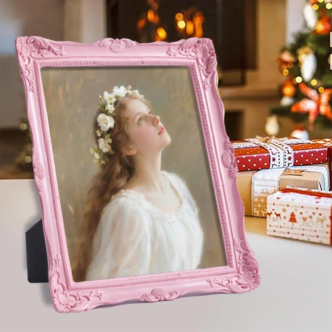 Vintage 8x10 Picture Frame with Glass Front, Antique Retro Photo Frame for Wall or Tabletop, Silver N745