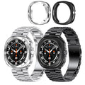 Solid Stainless Steel Band Compatible Samsung Galaxy Watch Ultra 47mm(2024) with Pc Case,Replacement Link Business Executive Metal Strap for Men and Women