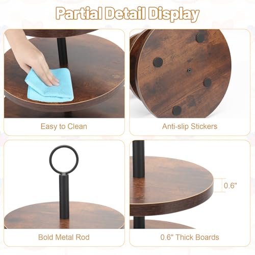 3 Tier Cupcake Stand, Wood Veneer Serving Tray for Dessert, Tea Party & Wedding Z9828