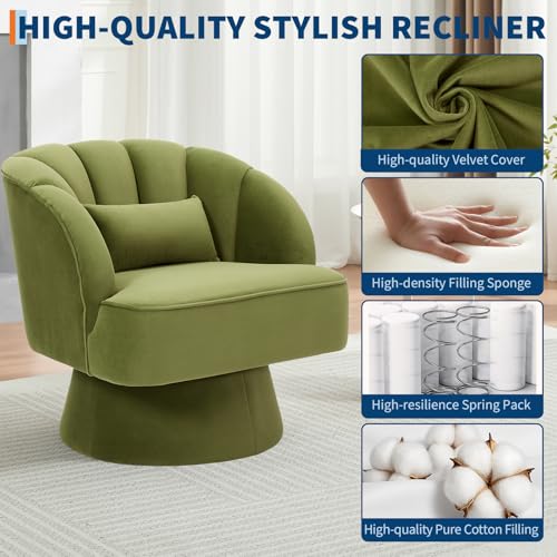 GarveeHome Modern Swivel Barrel Accent Chair, Teddy Fabric Upholstered Armchair, Black W334223