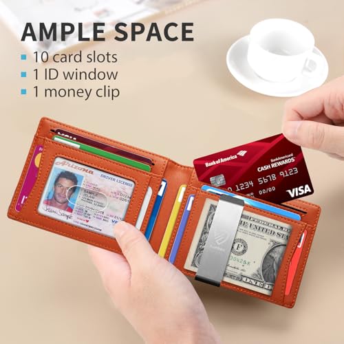 RUNBOX Mens Slim Wallet with Money Clip RFID Blocking Bifold P553720