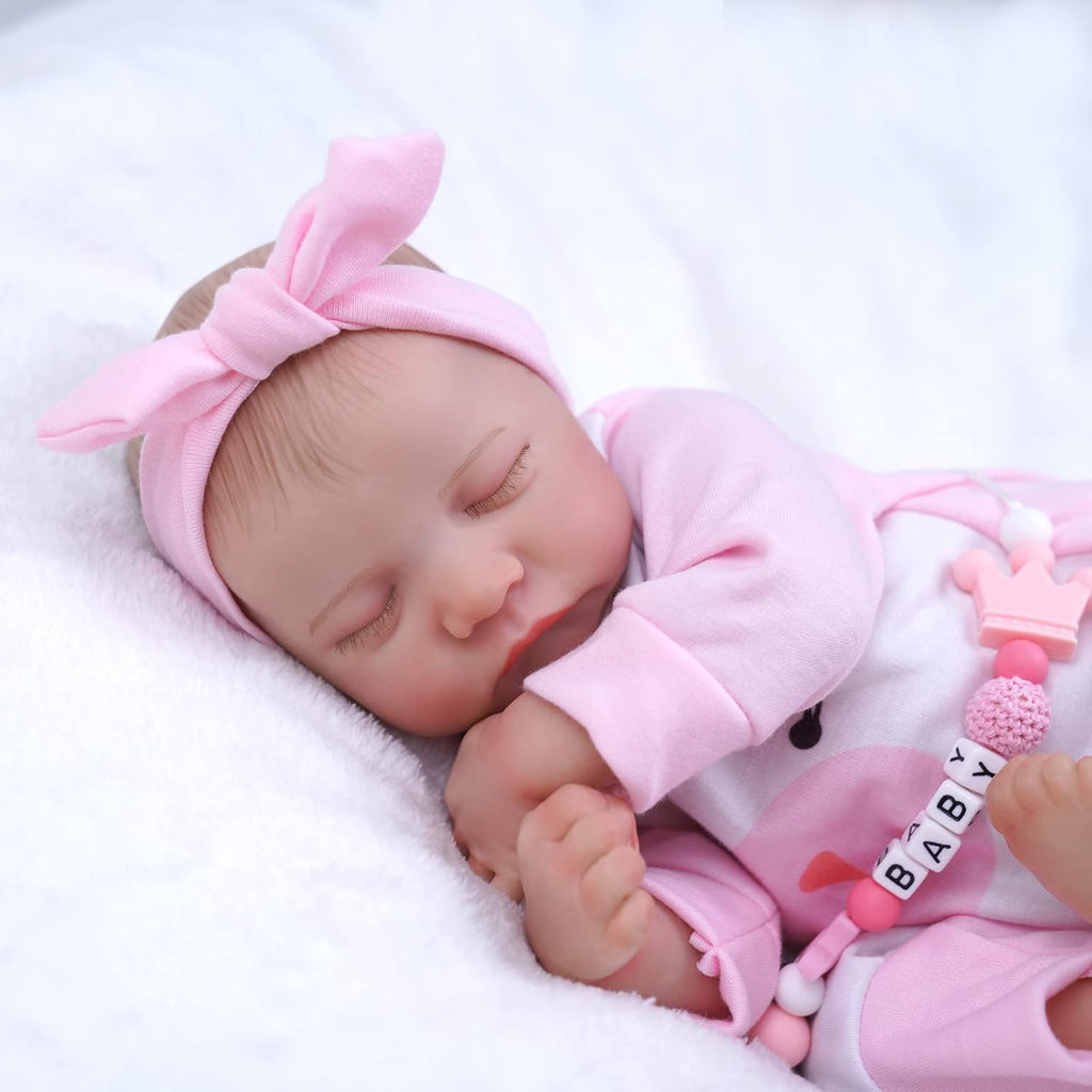 JIZHI Lifelike Reborn Baby Doll 17-Inch Soft Cloth Body Sleeping Newborn D333