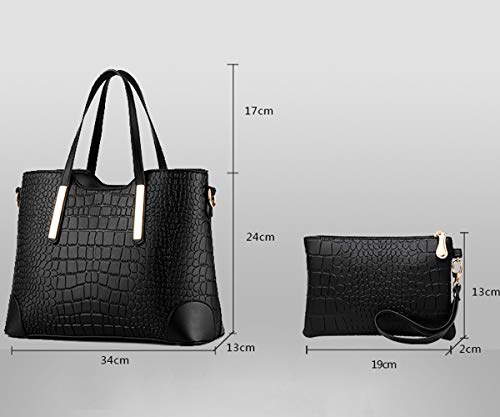 Women Faux Leather Tote Bag 2 Pcs Set X746