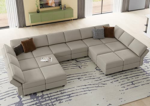Belffin Oversized Modular Sectional Sofa with Double Chaises and Storage F17277
