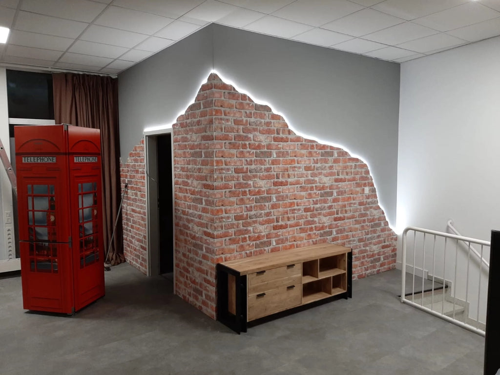 Dundee Deco 3D Wall Panels Brick Effect, Red Brown Stone Look, Set of 10, Covers 53 sq ft O55048