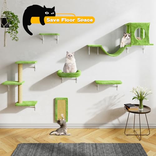 NUNU LAB Wall Mounted Cat Climber Set with House, Tunnel, Scratcher, Black M305