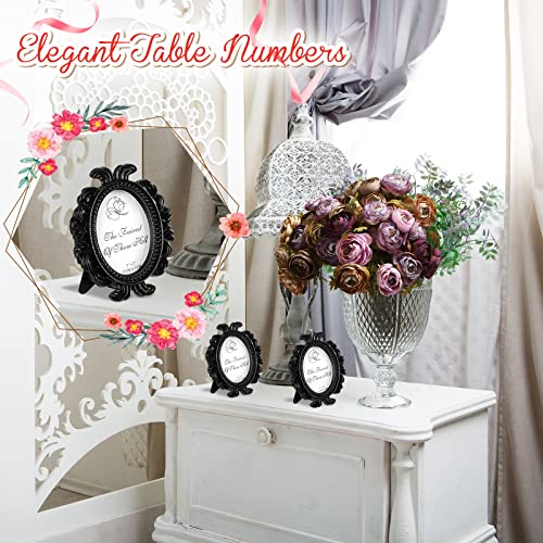 Vicenpal 20 Pieces Vintage Resin Picture Frames Antique Photo Frame Baroque Oval Mini Frame Table Top Display Black K3894