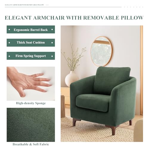 COLAMY Sherpa Accent Chair with Storage Ottoman Set, Cream E290651