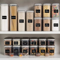 LARGEST Set of 52 Pc Food Storage Containers (26 Container Set) Shazo Airtight Dry Food Space Saver w Interchangeable Lid, 14 Measuring Cups + Spoons, Labels + Marker - One Lid Fits All - Reusable