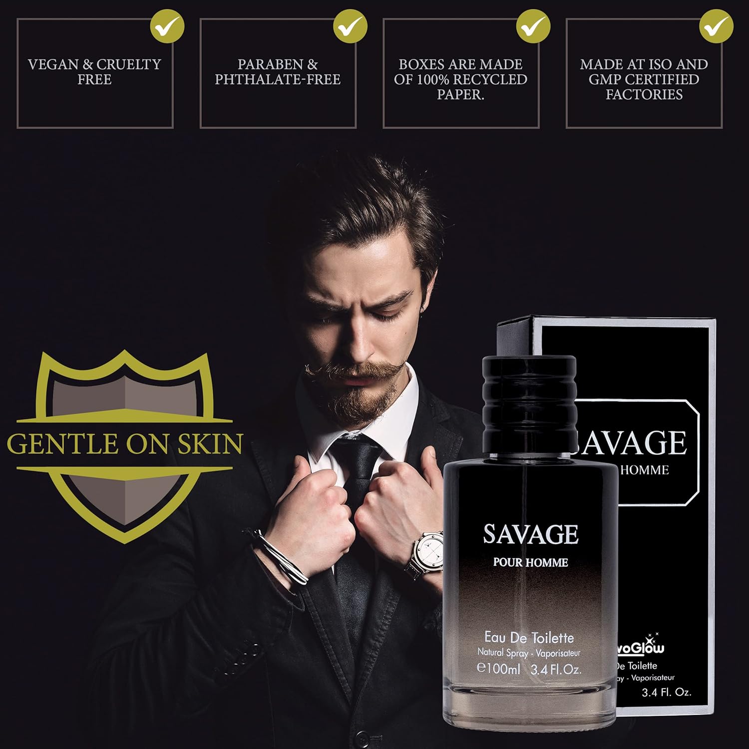 Savage for Men 3.4 Oz Eau De Toilette Spray for Men with Carrying Pouch U410