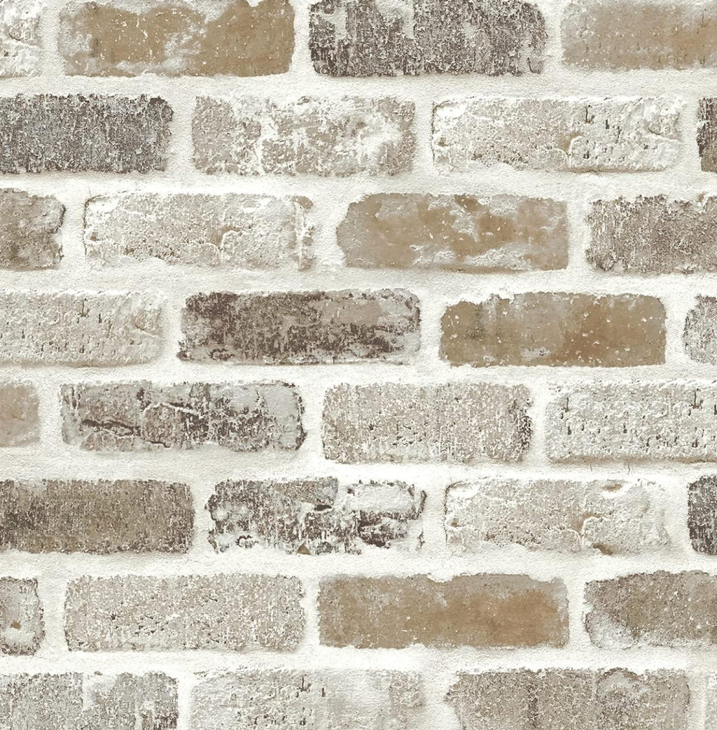 NextWall Washed Faux Brick Peel and Stick Wallpaper