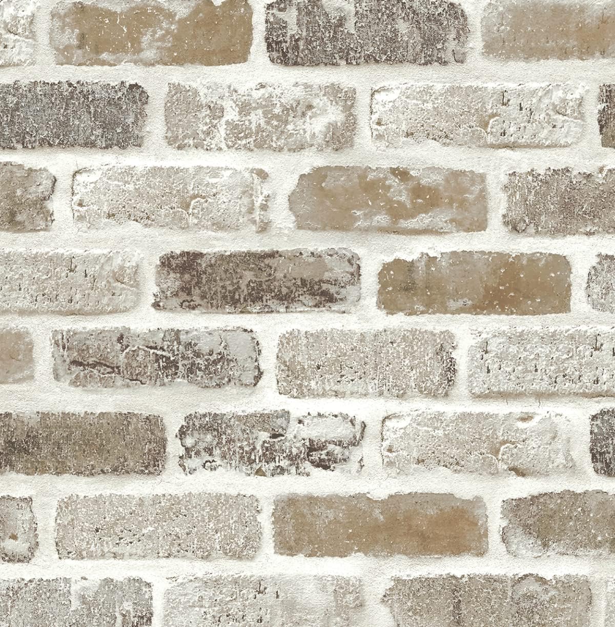 NextWall Washed Faux Brick Peel and Stick Wallpaper