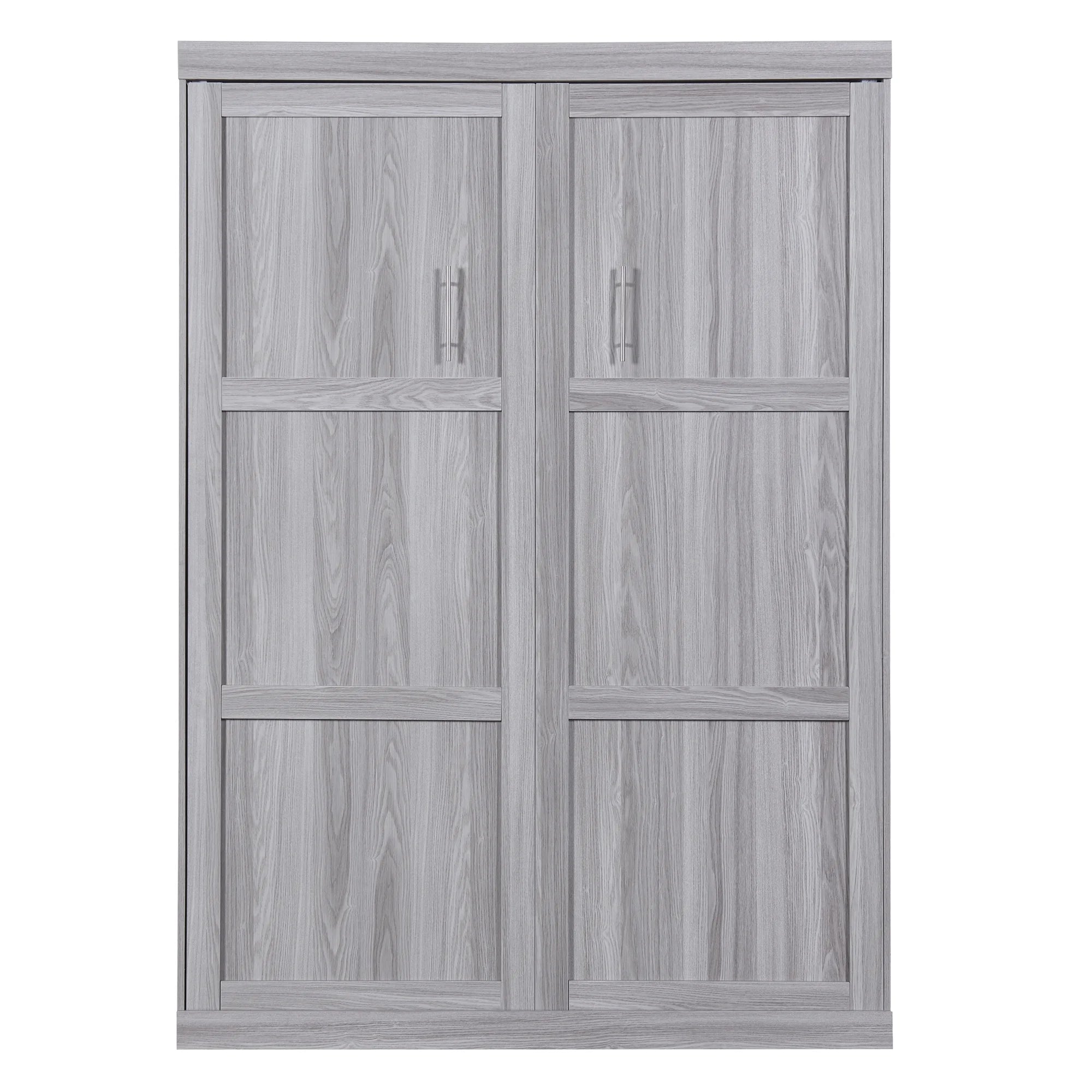 Euroco Pine Wood Full Size Murphy Bed Wall Cabinet Gray L132213