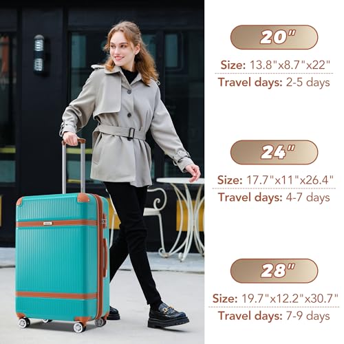 Merax Luggage Set Hard Shell Suitcase with Spinner Wheels, TSA Lock, Blue Z567