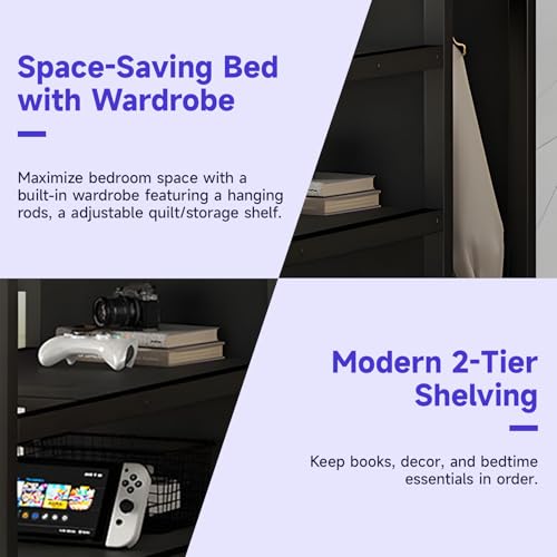 Full Size Metal Loft Bed with L Shaped Desk, Storage Stairs & Charging Station O106322