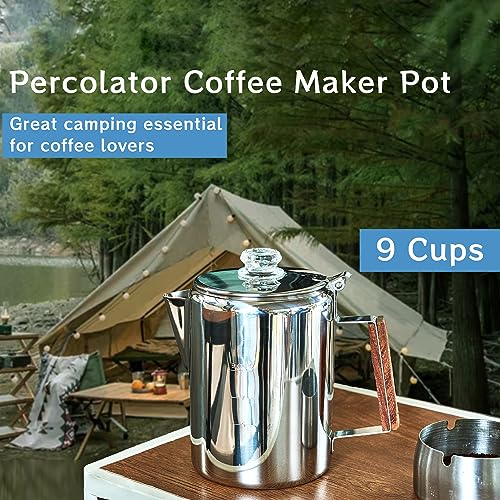 Stainless Steel Camping Coffee Percolator Stovetop Pot 9 Cups A738