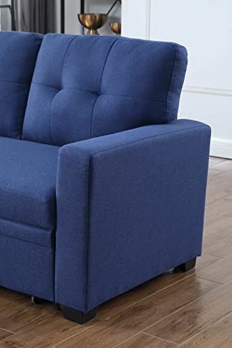 L-Shaped Pull Out Sleep Sofabed with Storage Chaise, Chenille Upholstered X30892