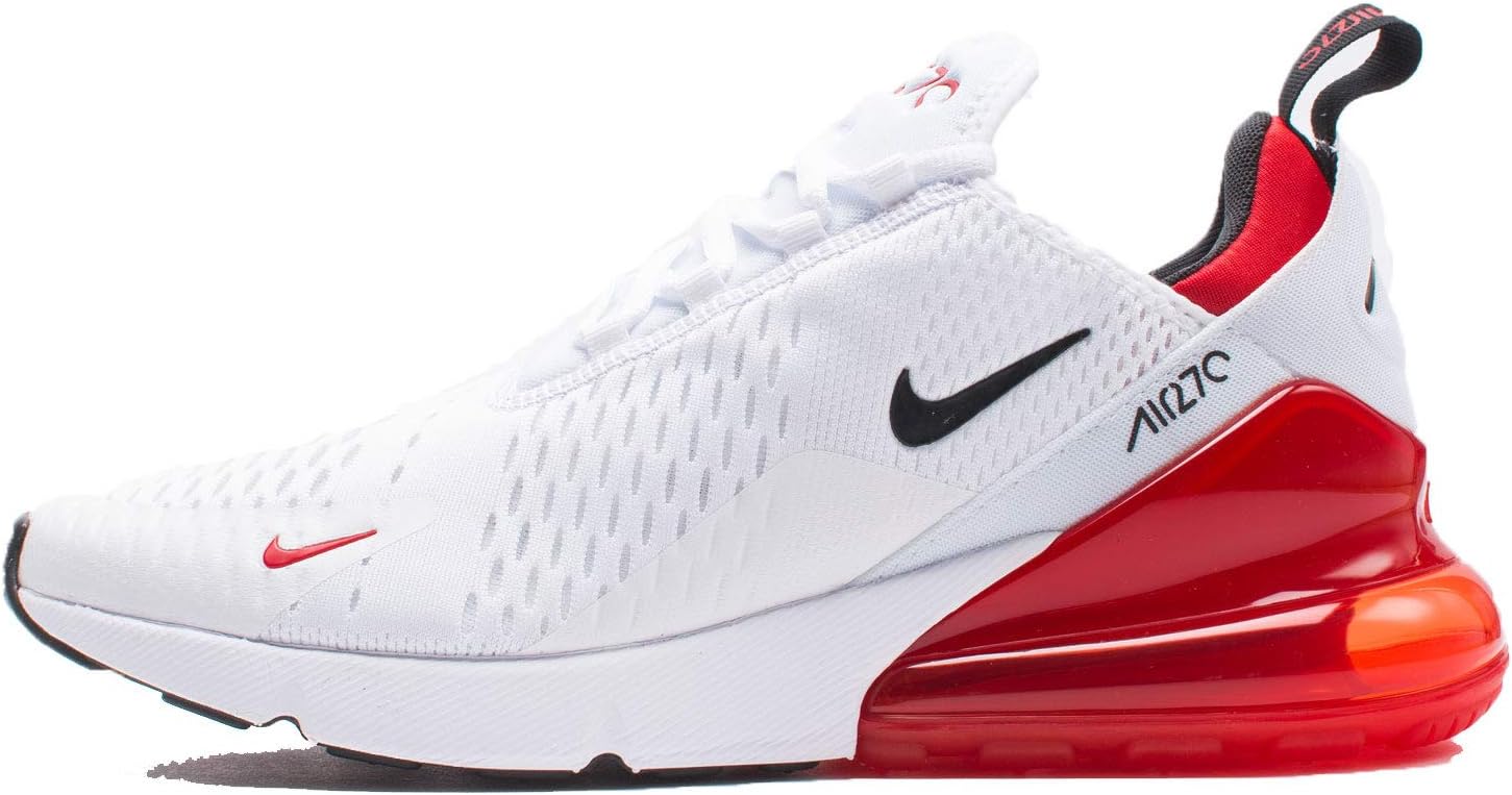 NIKE Air Max 270 - Mens White/Black/University Red Nylon Basketball Shoes 11.5 D(M) US