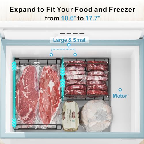 iSPECLE Freezer Organizer Bins 2 Pack, Expandable Stackable for Chest Freezer, Black R10570