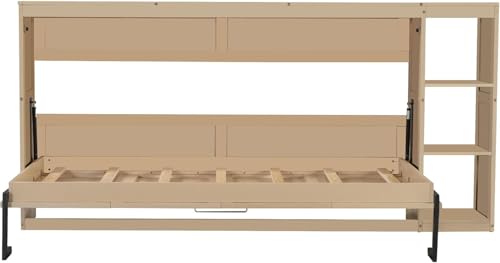 Full Murphy Bed with Storage Shelves, White Z979