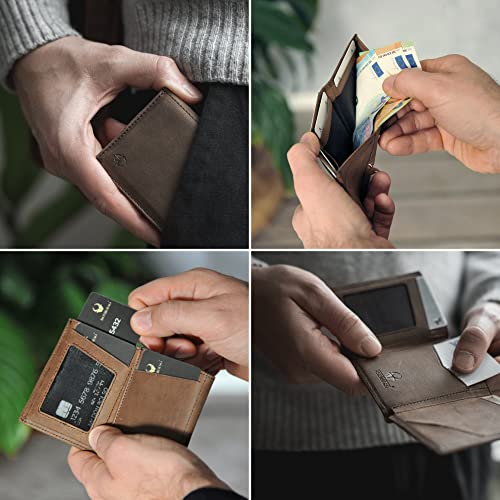 DONBOLSO Slim Wallet with RFID Protection Genuine Leather Card Holder K8393