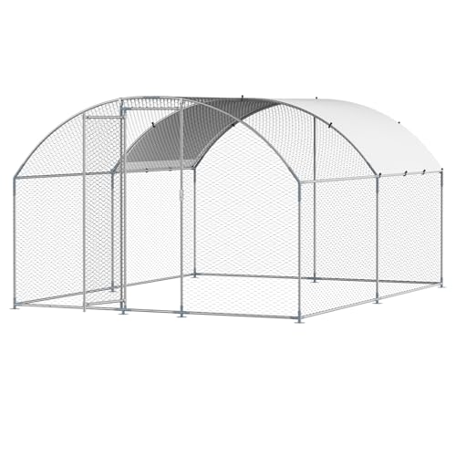 VEVOR Large Metal Chicken Coop with Run, Walk-in Outdoor Poultry Pen W388