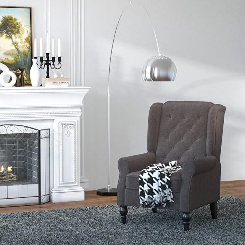 HOMCOM Mid-Century Modern High Wingback Accent Chair with Wood Legs, Dark Brown V59069