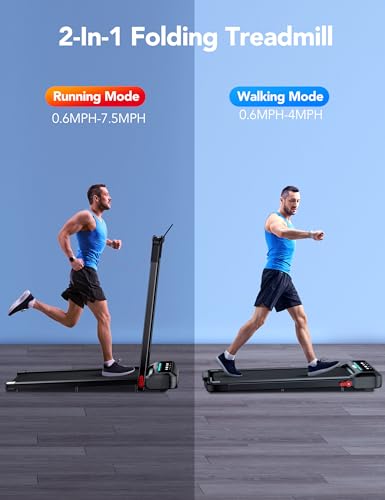 Folding Treadmill 2 in 1 Under Desk Walking Pad with Remote Control for Home Office L871
