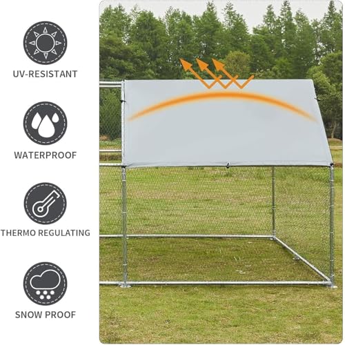 Metal Chicken Coop Cage with Waterproof Roof and Lockable Doors Y613970