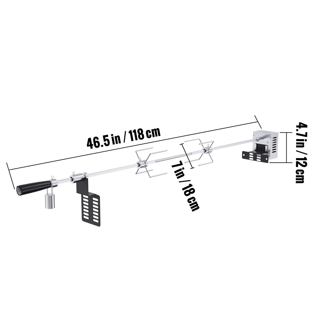 SKYSHALO Universal Grill Rotisserie Kit BBQ Roaster Spit Rod Motor L413286