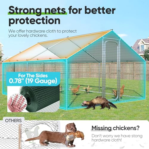 Quictent Large Metal Chicken Coop Run with Roosting Perch for 20+ Poultry, Outdoor Walk-in Hen House, 12x9x6.6FT N28773