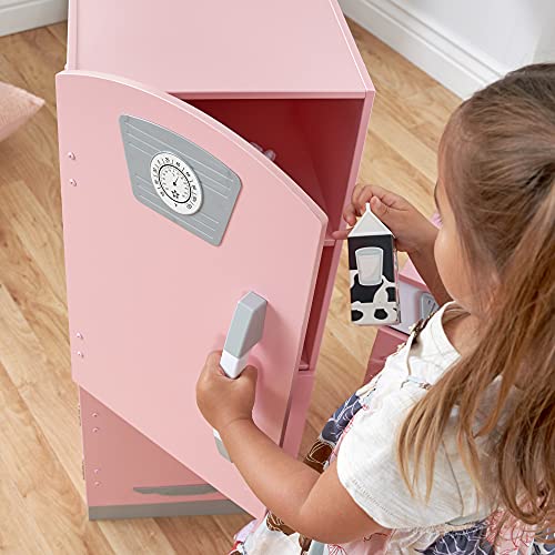 KidKraft Retro Wooden Play Kitchen and Refrigerator 2-Piece Set, Pink, Ages 3+ A4546