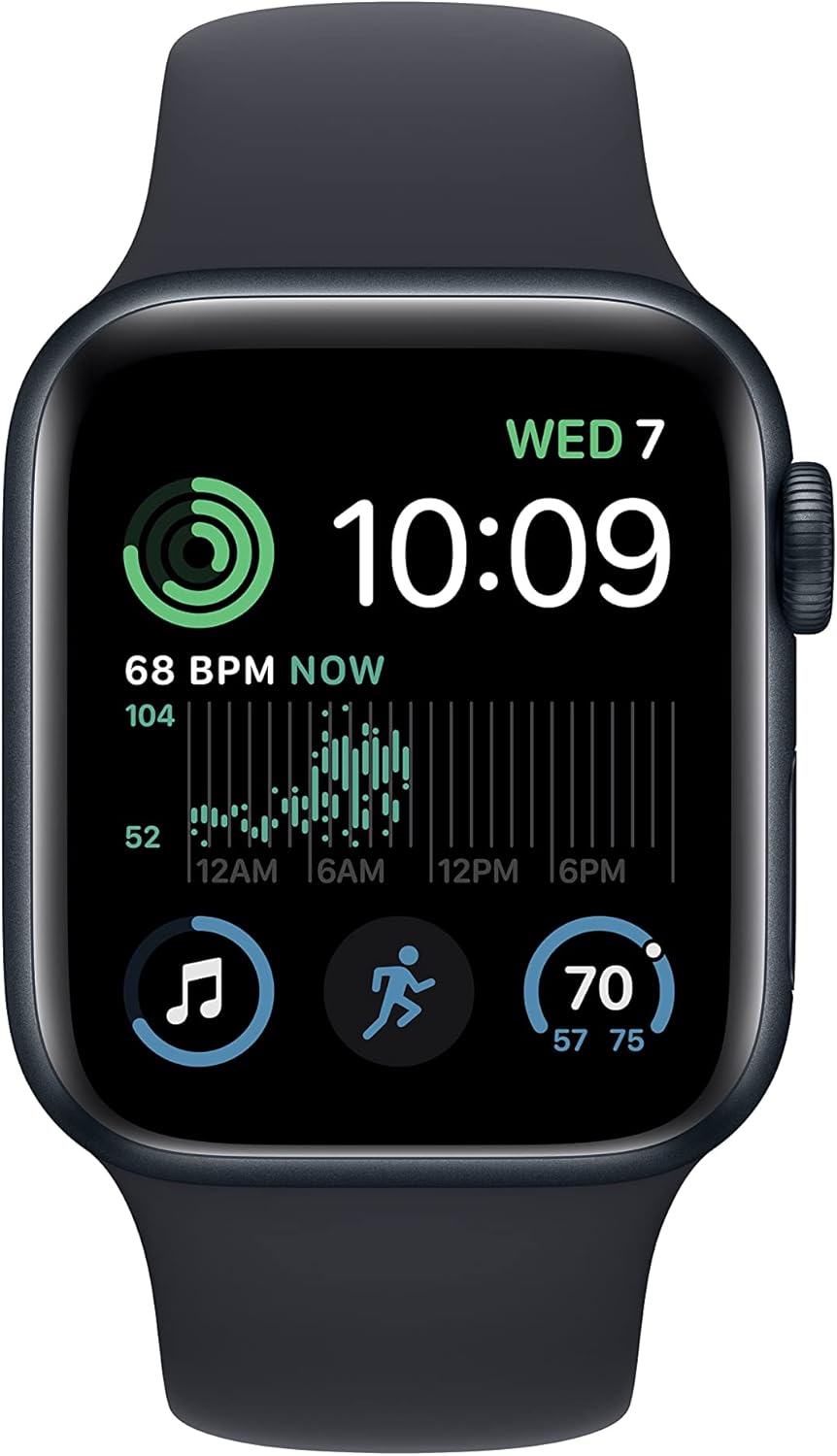 Apple Watch SE (2nd Gen) GPS 40mm Midnight Aluminum Case with Sport Band (Renewed) B40935