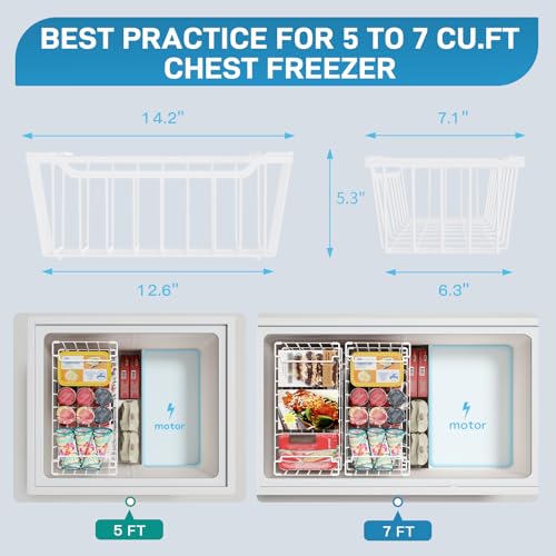 Freezer Organizer Bins, 4 Pack Stackable Storage Baskets with Handles, Black N723