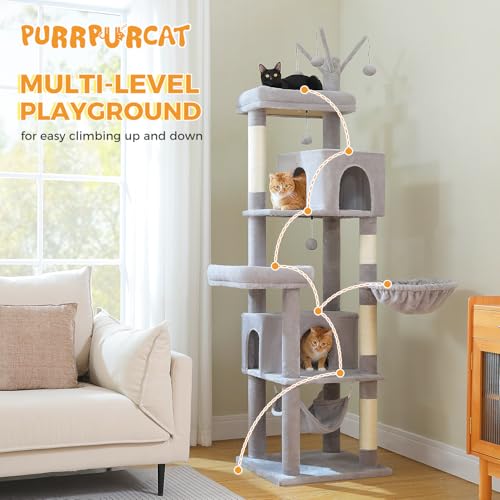 45-Inch Cat Tree with 2 Condos, Scratching Posts and Hammock F616