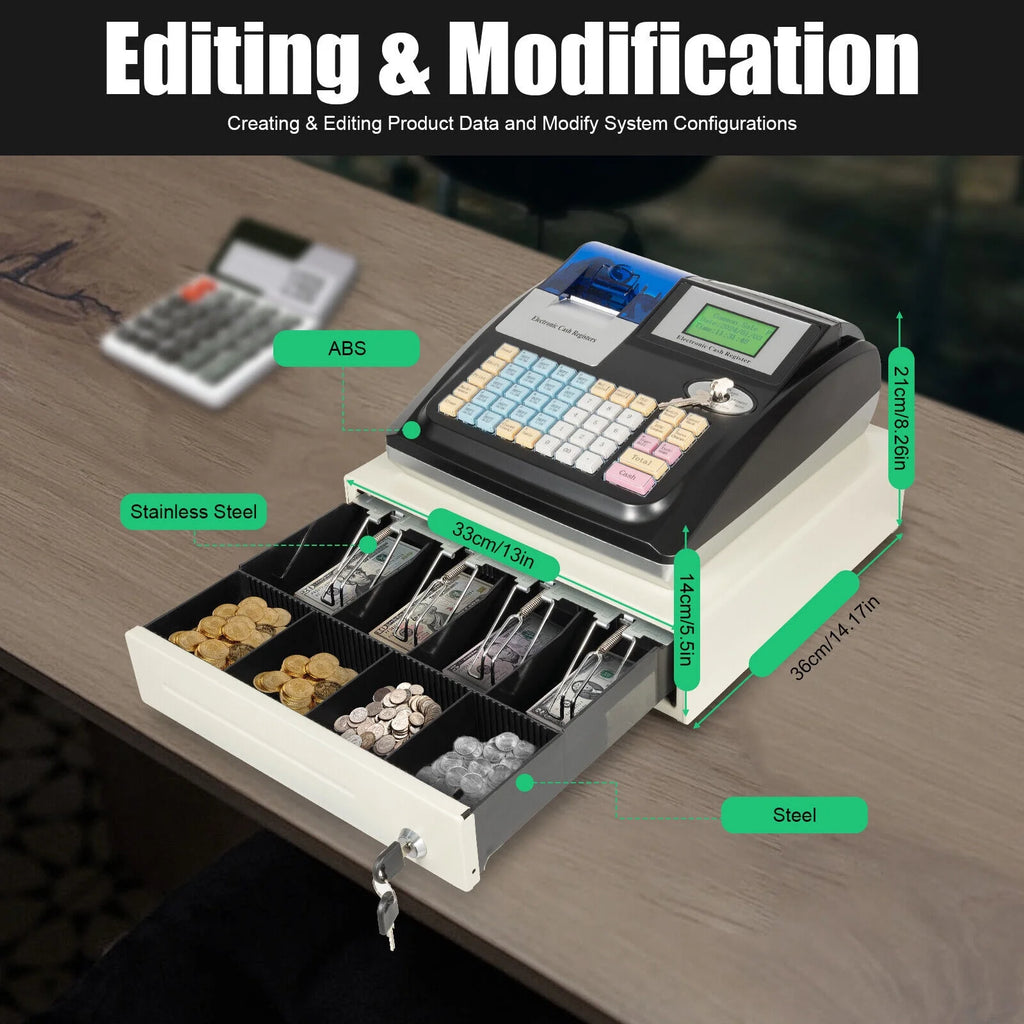 Electronic POS System Cash Register 48 Keys for Retail R449647