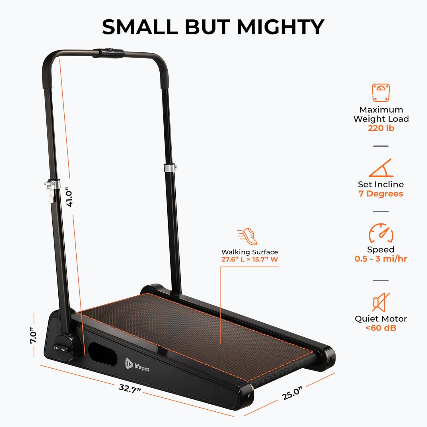 LifePro Portable Mini Walking Pad Treadmill with Adjustable Handlebar, 3 MPH T458