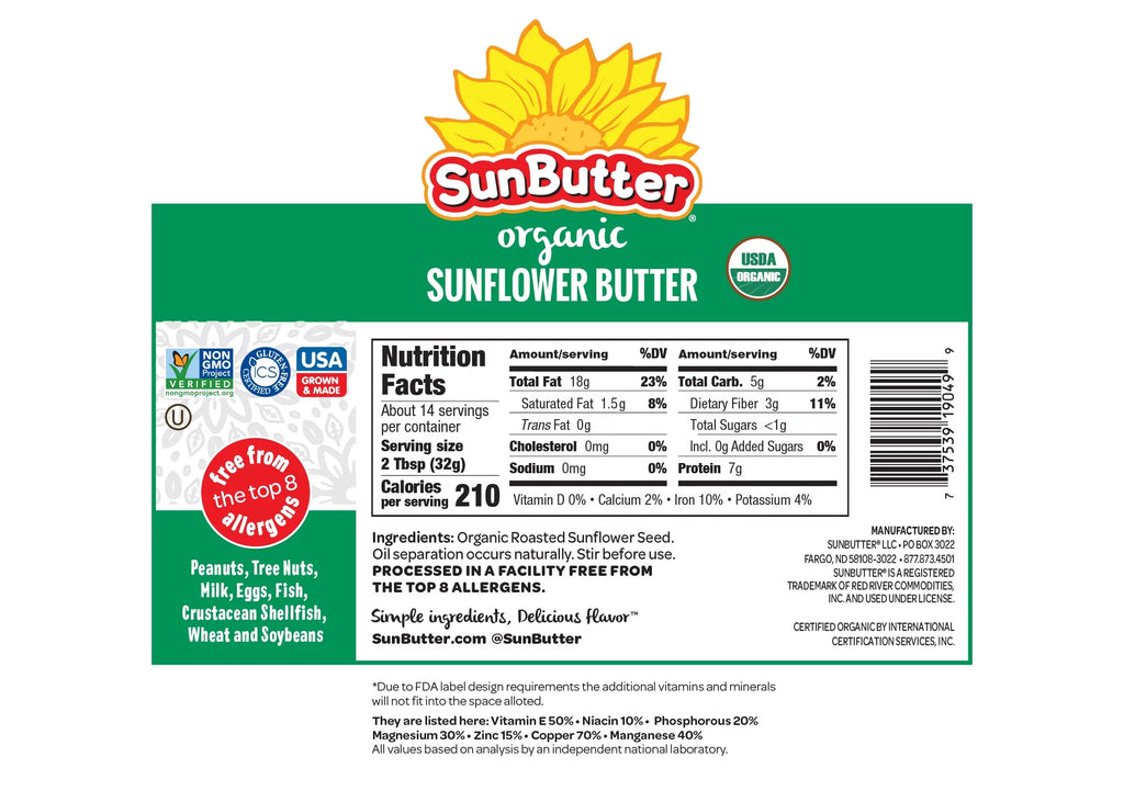 SunButter Organic Sunflower Butter, Regular 16 oz Jar R967416