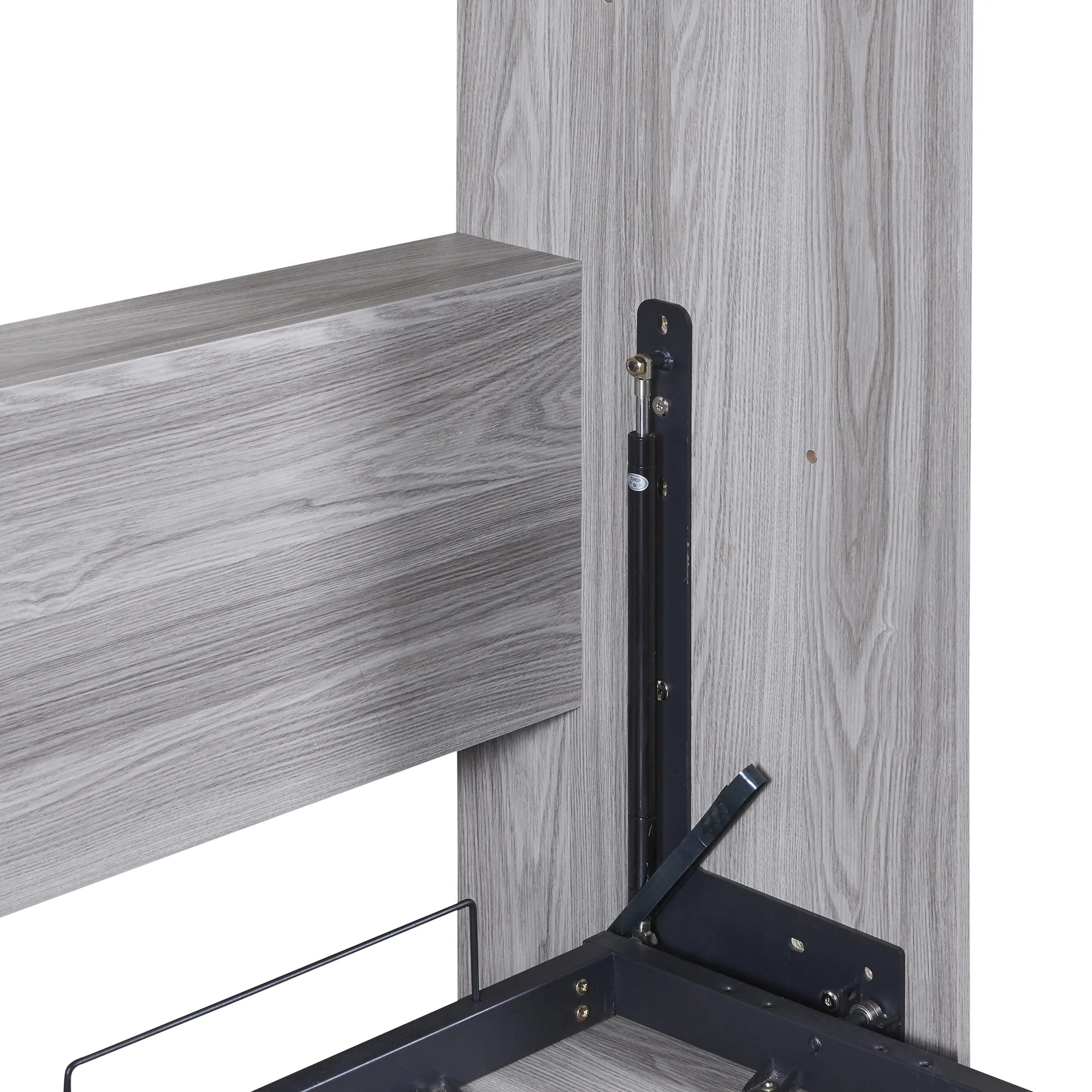 Euroco Pine Wood Full Size Murphy Bed Wall Cabinet Gray L132213