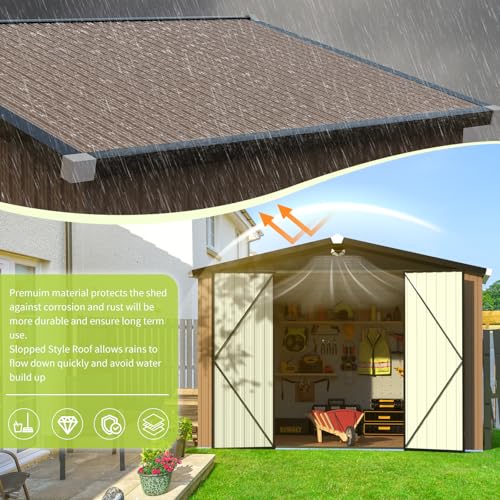 Metal Storage Shed 10x12 Outdoor Building with Lockable Doors T60989